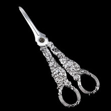Load image into Gallery viewer, Magnificent Antique Georgian Solid Silver Grape Scissors/Shears with Figural Bacchanalia Masks - London c.1830
