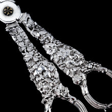 Load image into Gallery viewer, Magnificent Antique Georgian Solid Silver Grape Scissors/Shears with Figural Bacchanalia Masks - London c.1830
