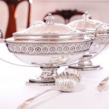 Load image into Gallery viewer, Antique Georgian Solid Silver Pair of Tureens in Neoclassical Style - Benjamin Laver 1782
