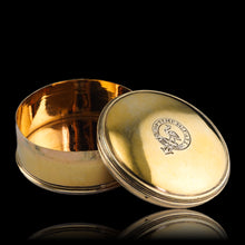 Load image into Gallery viewer, Antique Solid Silver Gilt Circular Tobacco Snuff Box - 18th Century

