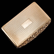 Load image into Gallery viewer, [RESERVED] Antique Georgian Solid Silver Gilt Snuff Box with Floral Thumbpiece - Thomas Pemberton &amp; Robert Mitchell 1818

