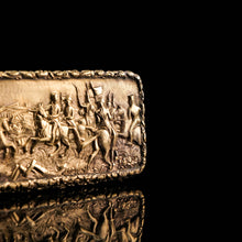 Load image into Gallery viewer, Antique Georgian Silver Gilt Snuff Box Battle Scene Top - John Bettridge 1829
