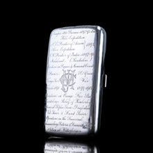 Load image into Gallery viewer, Antique Solid Silver Cigar Case with Indian Army Military Interest Records Hand Engraved - c.1890
