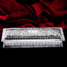 Load image into Gallery viewer, Giant Antique Edwardian Solid Silver Jewellery Box with Profuse Chased Decorations - Mappin &amp; Webb Ltd 1901
