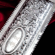 Load image into Gallery viewer, Giant Antique Edwardian Solid Silver Jewellery Box with Profuse Chased Decorations - Mappin &amp; Webb Ltd 1901
