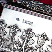 Load image into Gallery viewer, Giant Antique Edwardian Solid Silver Jewellery Box with Profuse Chased Decorations - Mappin &amp; Webb Ltd 1901
