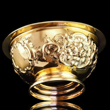 Load image into Gallery viewer, Antique Victorian Solid Silver Gilt Bowl with Ornate Floral Chasing - Henry Wilkinson &amp; Co 1860
