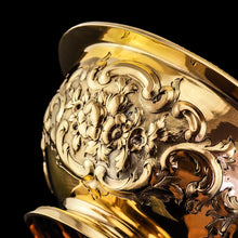 Load image into Gallery viewer, Antique Victorian Solid Silver Gilt Bowl with Ornate Floral Chasing - Henry Wilkinson &amp; Co 1860
