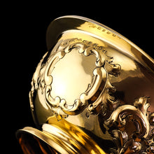 Load image into Gallery viewer, Antique Victorian Solid Silver Gilt Bowl with Ornate Floral Chasing - Henry Wilkinson &amp; Co 1860
