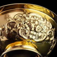 Load image into Gallery viewer, Antique Victorian Solid Silver Gilt Bowl with Ornate Floral Chasing - Henry Wilkinson &amp; Co 1860
