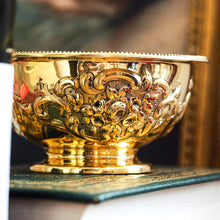Load image into Gallery viewer, Antique Victorian Solid Silver Gilt Bowl with Ornate Floral Chasing - Henry Wilkinson &amp; Co 1860
