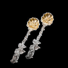 Load image into Gallery viewer, Antique Georgian Silver Salt Spoons Rococo Shell Design - 1824
