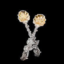 Load image into Gallery viewer, Antique Georgian Silver Salt Spoons Rococo Shell Design - 1824

