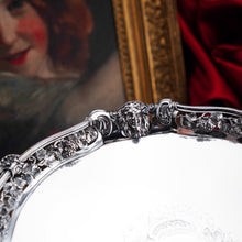 Load image into Gallery viewer, A Magnificent Antique Georgian Solid Silver Salver with Rococo Vine and Figural Mask Decorations - London 1742
