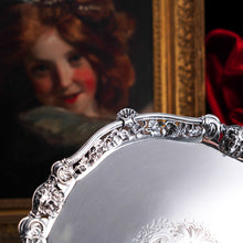 Load image into Gallery viewer, A Magnificent Antique Georgian Solid Silver Salver with Rococo Vine and Figural Mask Decorations - London 1742
