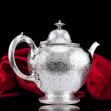 Load image into Gallery viewer, Antique Victorian Solid Silver Teapot with Rare Dotted Pattern - Barnards 1863

