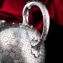 Load image into Gallery viewer, Antique Victorian Solid Silver Teapot with Rare Dotted Pattern - Barnards 1863
