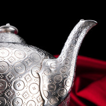Load image into Gallery viewer, Antique Victorian Solid Silver Teapot with Rare Dotted Pattern - Barnards 1863

