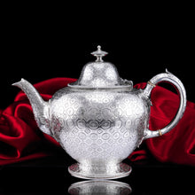 Load image into Gallery viewer, Antique Victorian Solid Silver Teapot with Rare Dotted Pattern - Barnards 1863
