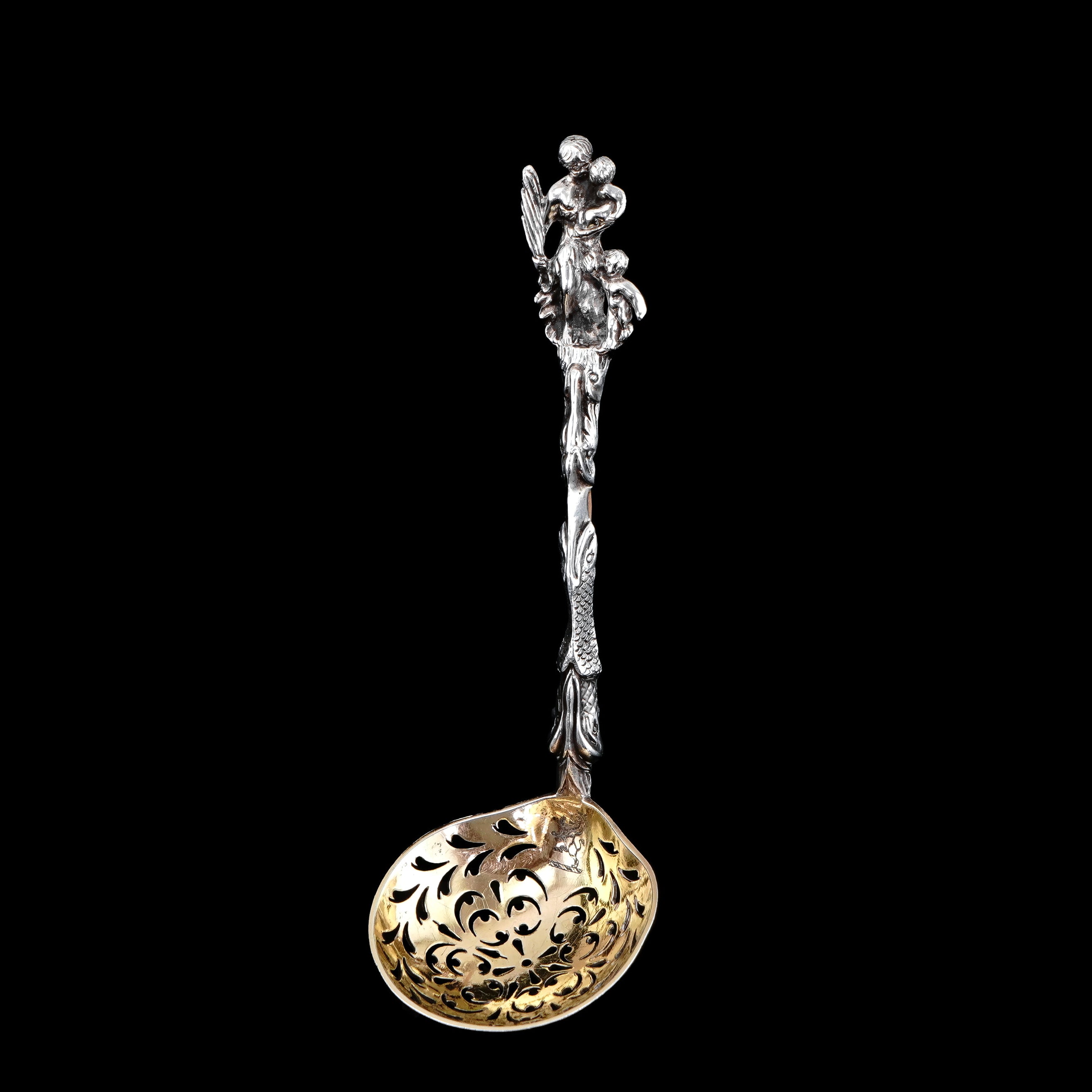 Rare Antique Victorian Solid Silver Sugar Sifter/Caster Spoon with