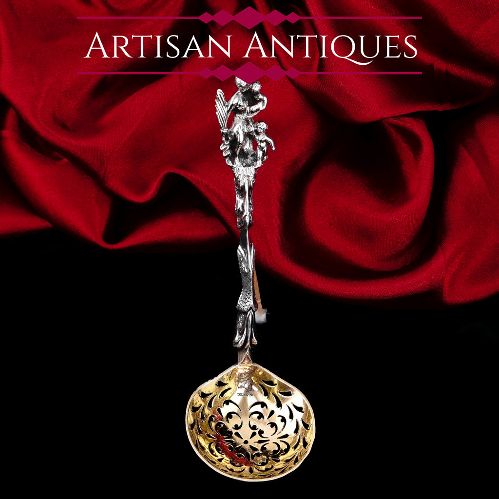 Rare Antique Victorian Solid Silver Sugar Sifter/Caster Spoon with