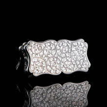 Load image into Gallery viewer, Antique Silver Snuff Box Victorian with Fine Engravings Cartouche Design - Edward Smith 1850
