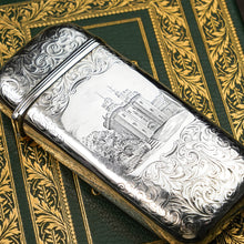 Load image into Gallery viewer, Antique Solid Silver Victorian &#39;Castle Top&#39; Cigar/Cheroot Case, Kenilworth Castle - Nathaniel Mills 1844
