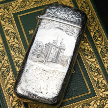 Load image into Gallery viewer, Antique Solid Silver Victorian &#39;Castle Top&#39; Cigar/Cheroot Case, Kenilworth Castle - Nathaniel Mills 1844
