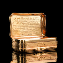 Load image into Gallery viewer, Antique Solid Silver Victorian Gilt Table Snuff Box with Original Fitted Box - Charles Rawlings &amp; William Summers 1854
