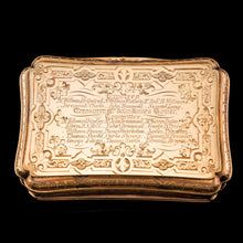 Load image into Gallery viewer, Antique Solid Silver Victorian Gilt Table Snuff Box with Original Fitted Box - Charles Rawlings &amp; William Summers 1854
