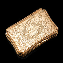 Load image into Gallery viewer, Antique Solid Silver Victorian Gilt Table Snuff Box with Original Fitted Box - Charles Rawlings &amp; William Summers 1854
