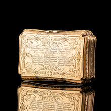 Load image into Gallery viewer, Antique Solid Silver Victorian Gilt Table Snuff Box with Original Fitted Box - Charles Rawlings &amp; William Summers 1854
