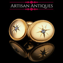 Load image into Gallery viewer, Antique Victorian Diamond &amp; 14ct Gold Star Cufflinks - c.1880
