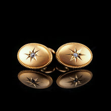 Load image into Gallery viewer, Antique Victorian Diamond &amp; 14ct Gold Star Cufflinks - c.1880

