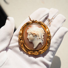 Load image into Gallery viewer, Magnificent Large Antique Victorian 18K Gold Cameo Brooch Pendant Locket - c.1860
