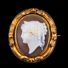 Load image into Gallery viewer, Magnificent Large Antique Victorian 18K Gold Cameo Brooch Pendant Locket - c.1860
