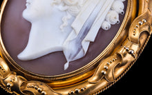 Load image into Gallery viewer, Magnificent Large Antique Victorian 18K Gold Cameo Brooch Pendant Locket - c.1860
