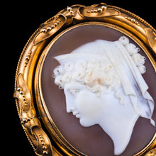 Load image into Gallery viewer, Magnificent Large Antique Victorian 18K Gold Cameo Brooch Pendant Locket - c.1860
