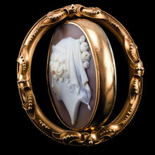 Load image into Gallery viewer, Magnificent Large Antique Victorian 18K Gold Cameo Brooch Pendant Locket - c.1860
