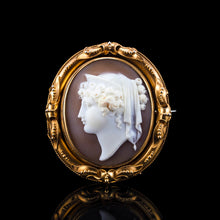 Load image into Gallery viewer, Magnificent Large Antique Victorian 18K Gold Cameo Brooch Pendant Locket - c.1860
