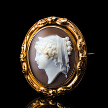 Load image into Gallery viewer, Magnificent Large Antique Victorian 18K Gold Cameo Brooch Pendant Locket - c.1860
