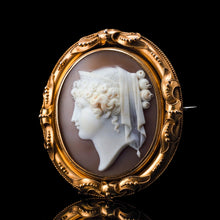 Load image into Gallery viewer, Magnificent Large Antique Victorian 18K Gold Cameo Brooch Pendant Locket - c.1860
