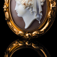 Load image into Gallery viewer, Magnificent Large Antique Victorian 18K Gold Cameo Brooch Pendant Locket - c.1860
