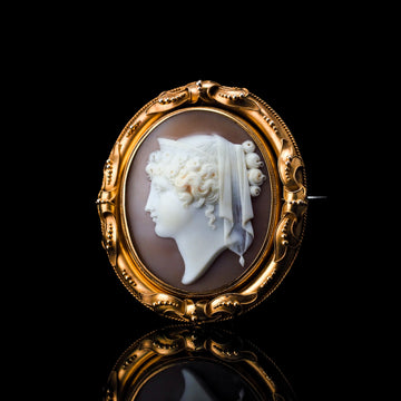 Antique Victorian 18K Gold Cameo Brooch Pendant Locket