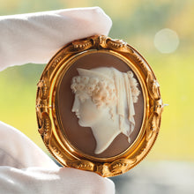 Load image into Gallery viewer, Magnificent Large Antique Victorian 18K Gold Cameo Brooch Pendant Locket - c.1860
