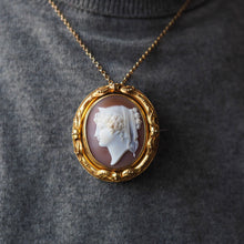 Load image into Gallery viewer, Magnificent Large Antique Victorian 18K Gold Cameo Brooch Pendant Locket - c.1860
