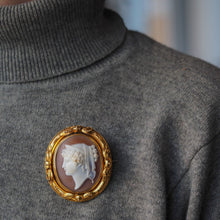 Load image into Gallery viewer, Magnificent Large Antique Victorian 18K Gold Cameo Brooch Pendant Locket - c.1860
