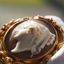 Load image into Gallery viewer, Magnificent Large Antique Victorian 18K Gold Cameo Brooch Pendant Locket - c.1860
