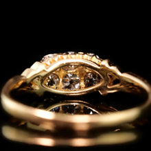 Load image into Gallery viewer, Antique Diamond Ring 18ct Gold, Victorian Two Row Boat Design - Birmingham 1897
