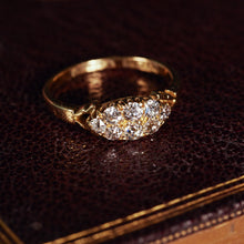 Load image into Gallery viewer, Antique Diamond Ring 18ct Gold, Victorian Two Row Boat Design - Birmingham 1897
